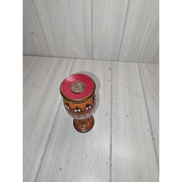 Vintage Unique Ukrainian Handmade, Hand Painted Vase From Natural Hardwood - Picture 2 of 7